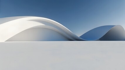 Poster - 3D Render of Modern White Wave Structure for Car Background