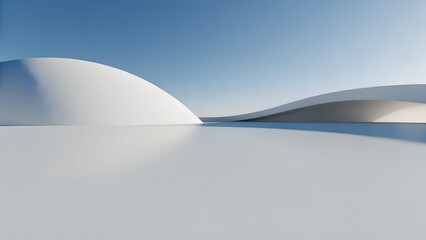 Poster - Curved Futuristic Architecture with Concrete Floor – 3D Scene