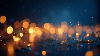 Wall Mural - Experience the magic of gold and midnight blue bokeh dancing on a starry gradient sky, perfect for luxury or celestial themed projects in stunning 4k.