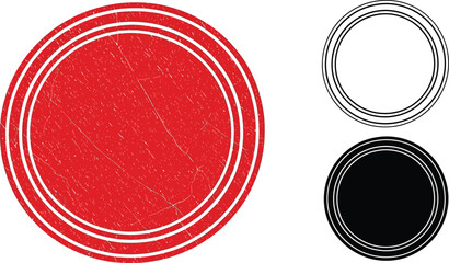 Leinwandbilder - Red circle stamp vector illustration with grunge texture and black white outline for design use editable