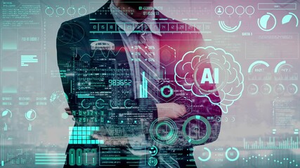 Poster - AI Assistant Brain Processor with LLM Technology, Big Data, Machine Learning, Generative AI for Business Support, Future Agentic AI Technology and Artificial Intelligence Prompt Engineering. Thunk