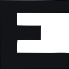 Poster - Bold black letter e design with clean white interior space for modern branding and graphic elements