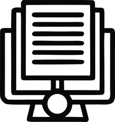 Fototapete - Stylized black and white icon depicting a computer monitor displaying text on a screen