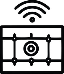 Aufkleber - Simple line art icon representing a smart home device with wi fi connectivity and a central sensor or camera