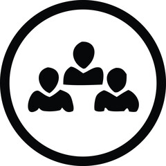 Poster - Simple black and white icon depicting three silhouetted figures arranged in a group within a circle