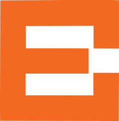 Poster - Bold orange square with three horizontal white stripes creating a modern abstract geometric design