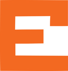 Poster - Bold orange letter e with clean white negative space creating a modern and graphic design element