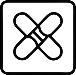 Aufkleber - Abstract geometric symbol featuring four interconnected oval shapes forming a stylized knot or interwoven pattern within a square frame