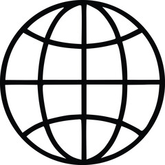Fototapete - Simple black outline of a globe representing the earth with meridians and parallels grid lines
