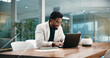 © BuyOutFelix03/peopleimages.com - Businessman, laptop and typing with smile for finance review, problem solving and stats report at night. Person, accountant and click computer with overtime, feedback and analysis results at office
