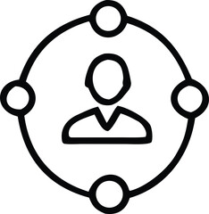 Poster - Icon representing a person at the center of a network with connections to multiple other points