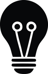 Poster - A stark black silhouette of a classic incandescent light bulb with its internal filament clearly visible against the dark background