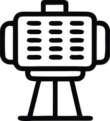 Poster - Simple outline icon of a scoreboard displaying rows of information on a tripod stand