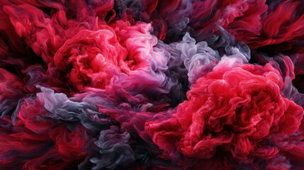 Poster - A mesmerizing fusion of red and black hues, this abstract artwork captivates with its swirling patterns and vibrant textures, evoking a sense of passion and movement.