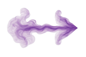 Poster - Purple smoke curving rightward, creating sharp arrow-like shape against transparent backdrop, signaling visual direction with dramatic graphic effect