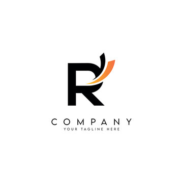 Modern R Letter Logo with Swoosh Symbol Minimal Vector Design.