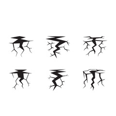 Poster - A collection of six cracked surface illustrations in black and white on a white background design