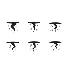 Aufkleber - Six black tornado silhouettes with cracks around them arranged on a white background in a grid pattern