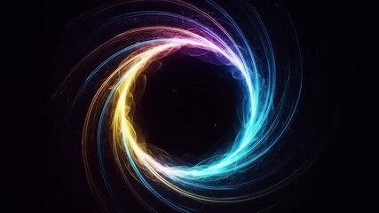 Fototapete - Dynamic Swirl of Light: Abstract Energy Portal Animation on Black Background