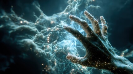 Poster - Abstract hand reaching out in a network