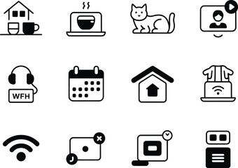 Fototapete - Collection of hand drawn icons representing home work and technology