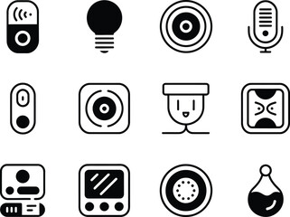 Fototapete - Collection of modern smart home technology icons in black and white