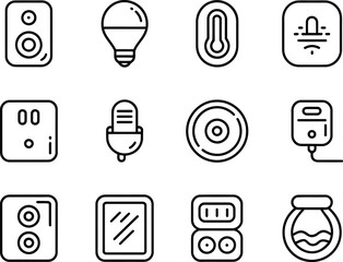 Poster - Collection of smart home device icons in a clean outline style