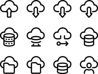 Fototapete - Collection of cloud computing icons representing data storage and transfer