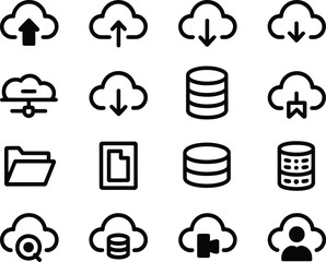 Fototapete - Cloud computing icons representing data storage upload download and security