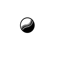 Aufkleber - A simple black and white graphic illustration of a baseball on white background