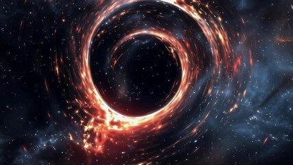 Wall Mural - A massive black hole with a bright red ring surrounding it. The black hole is surrounded by a fiery ring of gas and dust, which is glowing with intense heat and light