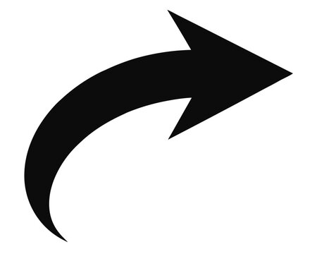 A curved black arrow is isolated on white background Ai Generated