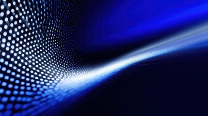 Poster - An abstract pattern with bright dots and light trails in blue hues. Use as a background for technology, science or corporate presentations.