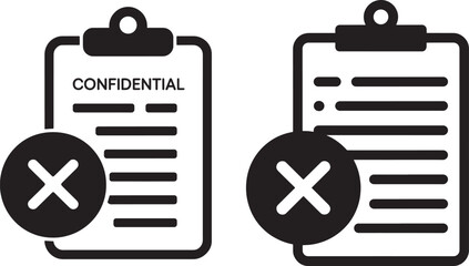 Poster - Rejected Document Icon  Clipboard with Cross Mark Vector Symbol on Transparent Background