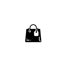 Poster - A simple black and white graphic of a shopping bag with a small tag icon