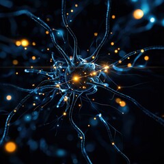 Poster - Abstract Neural Network with Brilliant Light Effects