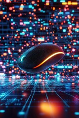 Aufkleber - Futuristic Computer Mouse on Digital Background