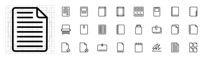 Poster - Document File Paperwork Icon Set Outline Office Business Administration