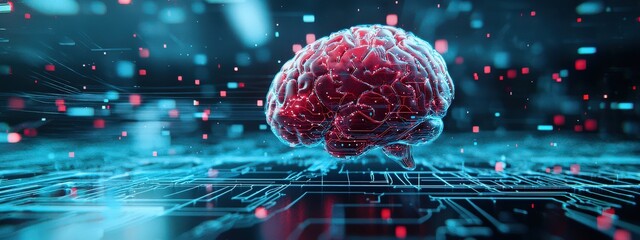 Aufkleber - Stunning Digital Brain Concept with Circuitry Background