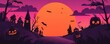 © najira21 - Spooky Halloween Night Landscape with Jack O Lanterns and Haunted Houses