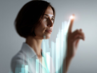 Poster - Businesswoman artificial intelligence big data visualization technology digital futuristic confident analysis innovation
