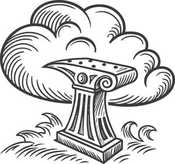 Aufkleber - vector illustration of mushroom icon design with nature art elements on a black background