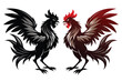 © Nazrul Kabir - Two stylized roosters facing each other in black and red colors