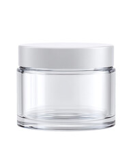 Poster - Clear Glass Cosmetic Jar Mockup with White Lid on White