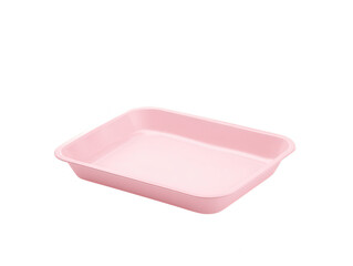 Poster - Empty Pink Serving Tray on White Background