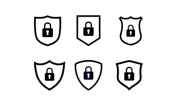 Secure internet icon. Protective shield sign digital security with the image of a padlock. Symbol security protection web. Vector illustration.