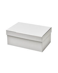 Poster - White Cardboard Box with Lid on White Background