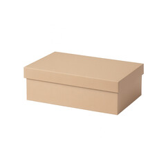Poster - Simple Kraft Cardboard Box with Lid Isolated on White Background