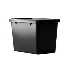 Poster - Black Plastic Storage Bin with Lid Isolated on White Background