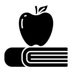 Wall Mural - Apple fruit with close books, icon of healthy education